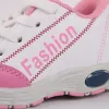 Children's sports shoes in pink, white, red, white and blue color schemes Application Scenario